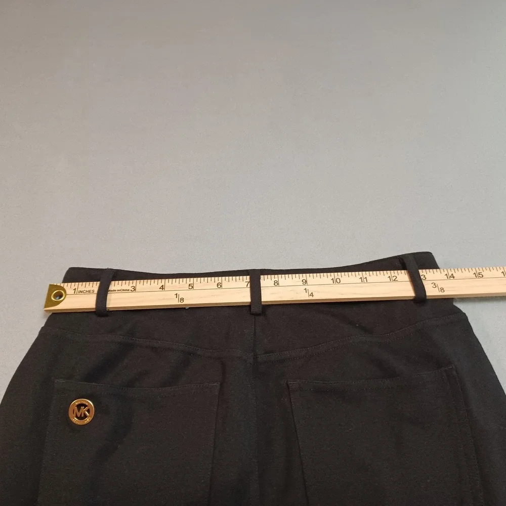 Michael Kors Womens Black Ponte‎ Knit Skinny Pants QF33B01EZT Size S MK Logo